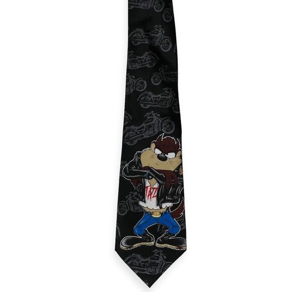 Warner Bros. Other - Vintage Looney Tunes Taz Tasmanian Devil Harley Motorcycle Biker Neck Tie Y2K